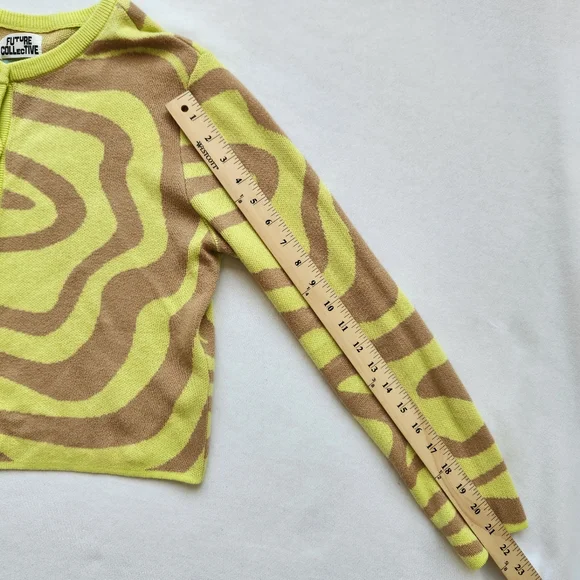 Future Collective Gabriella Karefa-Johnson Cardigan Neon Lime Green Tan Zebra XS - Picture 10 of 11